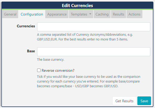 Currencies Configuration